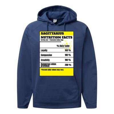 Sagittarius Zodiac Star Sign Funny Astrology Nutrition Facts Gift Performance Fleece Hoodie