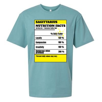 Sagittarius Zodiac Star Sign Funny Astrology Nutrition Facts Gift Sueded Cloud Jersey T-Shirt