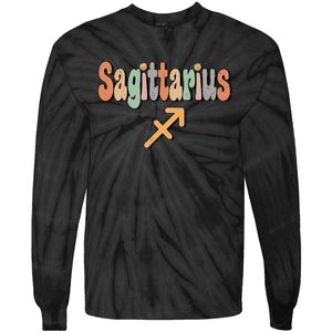 Sagittarius Zodiac Sign Astrology Retro Birthday Sagittarius Tie-Dye Long Sleeve Shirt