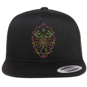 Scorpio Zodiac Sign Flat Bill Trucker Hat