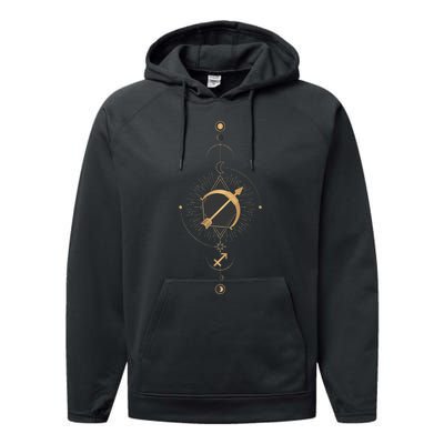 Sagittarius Zodiac Sign Symbol Cool Astrology Lover Gifts Performance Fleece Hoodie