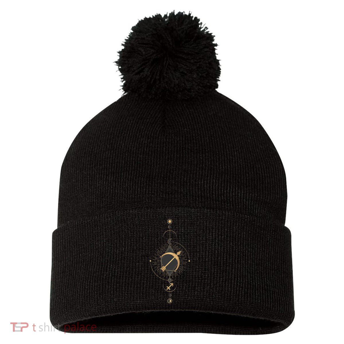 Sagittarius Zodiac Sign Symbol Cool Astrology Lover Gifts Pom Pom 12in Knit Beanie
