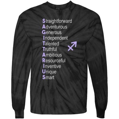 Sagittarius Zodiac Sign Tie-Dye Long Sleeve Shirt