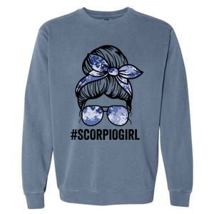 Scorpio Zodiac Signs Messy Bun Astrology Birthday Gift Garment-Dyed Sweatshirt