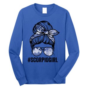 Scorpio Zodiac Signs Messy Bun Astrology Birthday Gift Long Sleeve Shirt