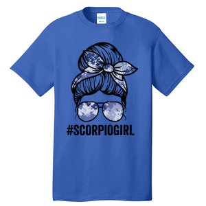 Scorpio Zodiac Signs Messy Bun Astrology Birthday Gift Tall T-Shirt