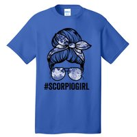 Scorpio Zodiac Signs Messy Bun Astrology Birthday Gift Tall T-Shirt