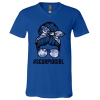 Scorpio Zodiac Signs Messy Bun Astrology Birthday Gift V-Neck T-Shirt