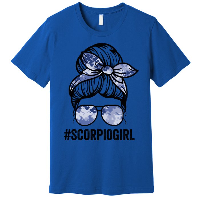 Scorpio Zodiac Signs Messy Bun Astrology Birthday Gift Premium T-Shirt