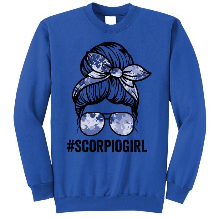 Scorpio Zodiac Signs Messy Bun Astrology Birthday Gift Tall Sweatshirt