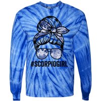 Scorpio Zodiac Signs Messy Bun Astrology Birthday Gift Tie-Dye Long Sleeve Shirt