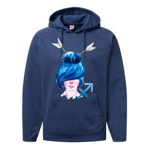 Sagitarius Zodiac Sign Watercolor Illustration Performance Fleece Hoodie