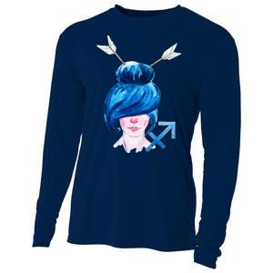 Sagitarius Zodiac Sign Watercolor Illustration Cooling Performance Long Sleeve Crew