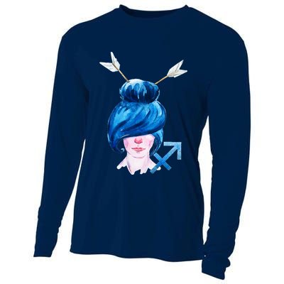 Sagitarius Zodiac Sign Watercolor Illustration Cooling Performance Long Sleeve Crew