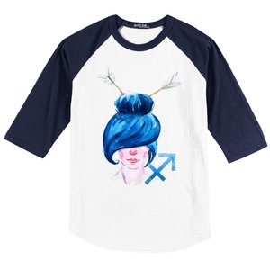 Sagitarius Zodiac Sign Watercolor Illustration Baseball Sleeve Shirt