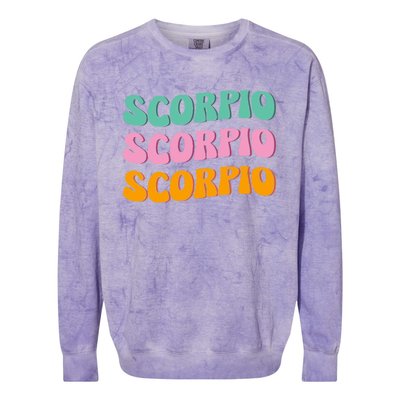 Scorpio Zodiac Sign 70s Hippie Style Gift Colorblast Crewneck Sweatshirt