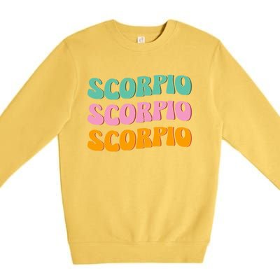 Scorpio Zodiac Sign 70s Hippie Style Gift Premium Crewneck Sweatshirt