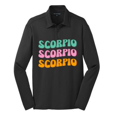 Scorpio Zodiac Sign 70s Hippie Style Gift Silk Touch Performance Long Sleeve Polo