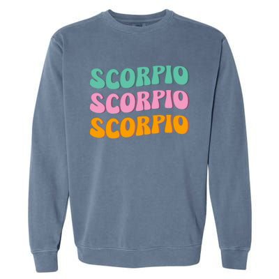 Scorpio Zodiac Sign 70s Hippie Style Gift Garment-Dyed Sweatshirt