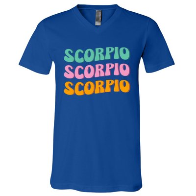 Scorpio Zodiac Sign 70s Hippie Style Gift V-Neck T-Shirt