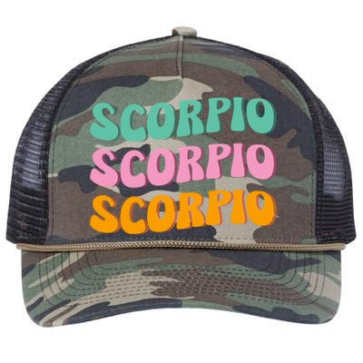 Scorpio Zodiac Sign 70s Hippie Style Gift Retro Rope Trucker Hat Cap