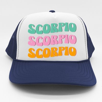 Scorpio Zodiac Sign 70s Hippie Style Gift Trucker Hat