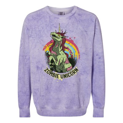 Scary Zombie Unicorn Colorblast Crewneck Sweatshirt