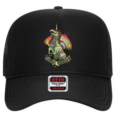 Scary Zombie Unicorn High Crown Mesh Back Trucker Hat