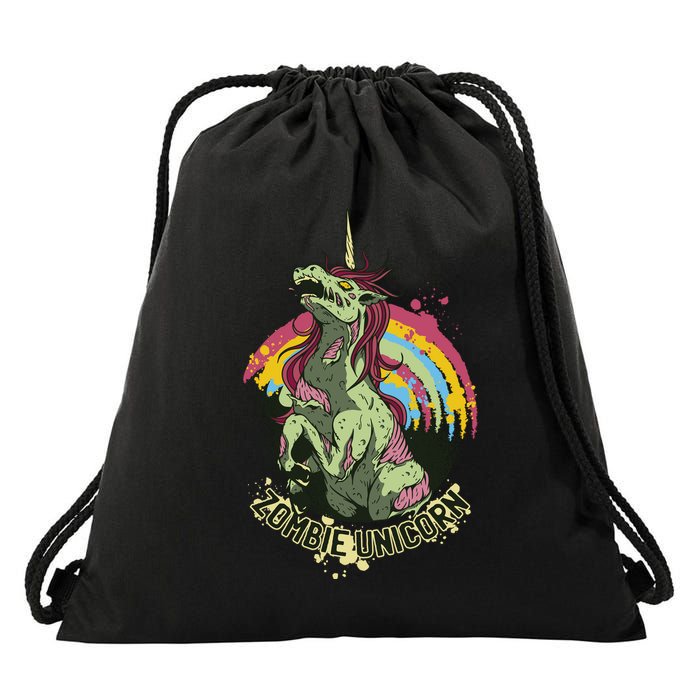 Scary Zombie Unicorn Drawstring Bag