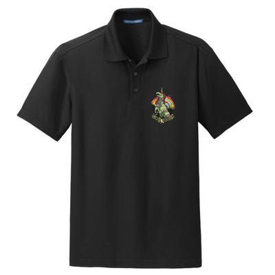 Scary Zombie Unicorn Dry Zone Grid Polo