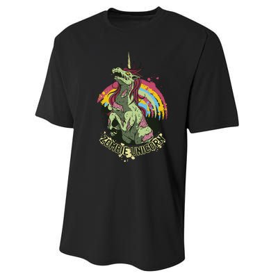 Scary Zombie Unicorn Performance Sprint T-Shirt