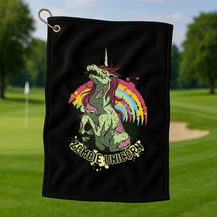 Scary Zombie Unicorn Golf Towel