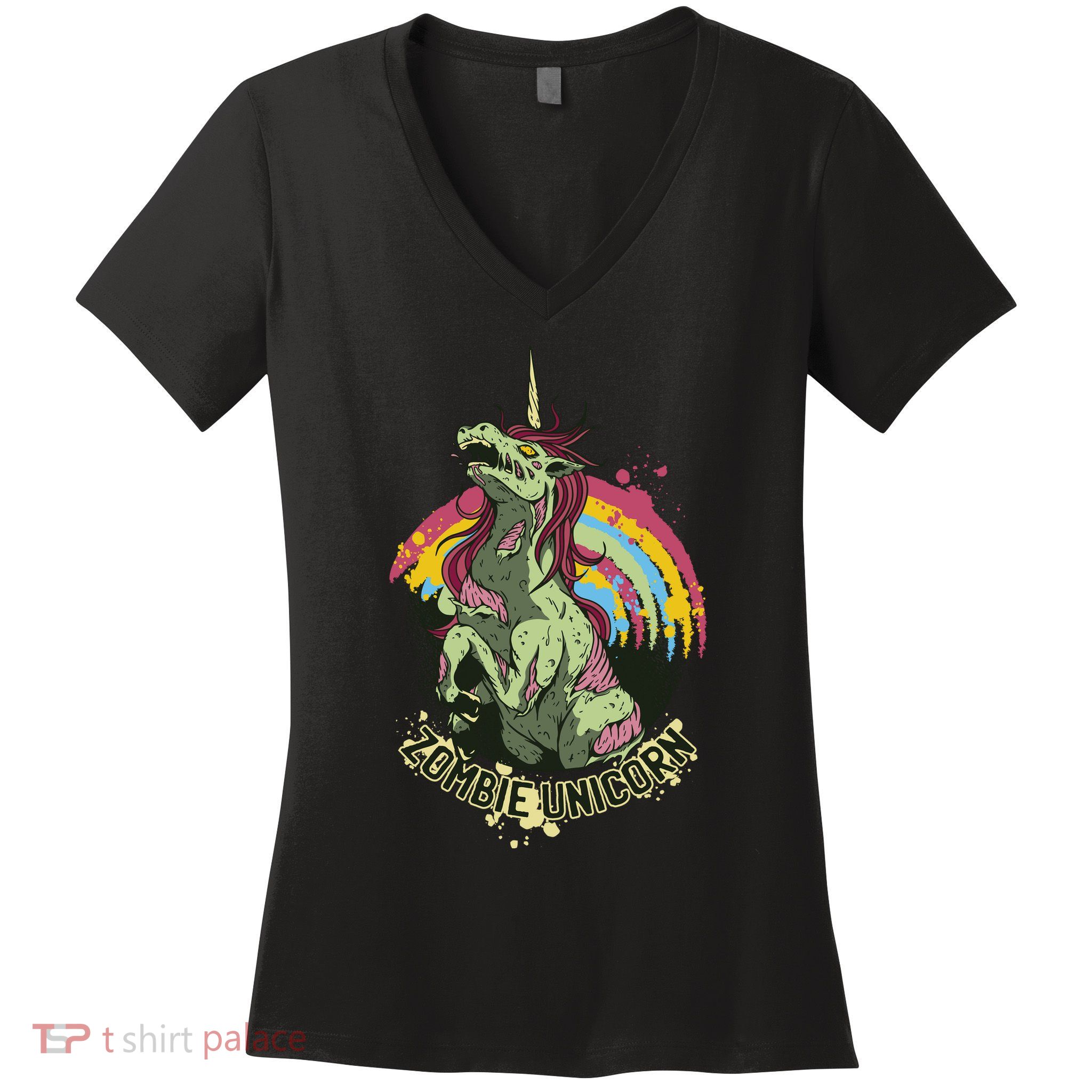 Scary Zombie Unicorn Women's V-Neck T-Shirt
