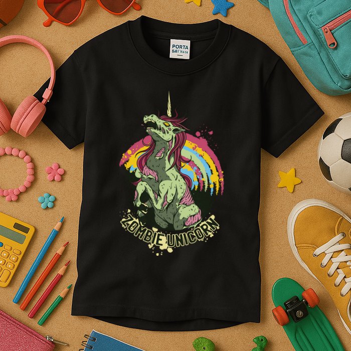 Scary Zombie Unicorn Kids T-Shirt