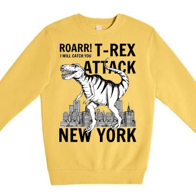 T-Rex Attacks New York Premium Crewneck Sweatshirt