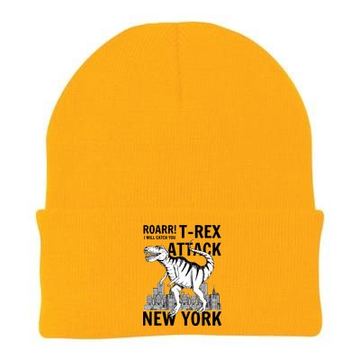 T-Rex Attacks New York Knit Cap Winter Beanie