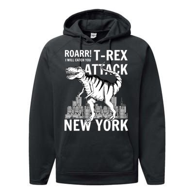 T-Rex Attacks New York Performance Fleece Hoodie