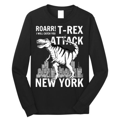 T-Rex Attacks New York Long Sleeve Shirt