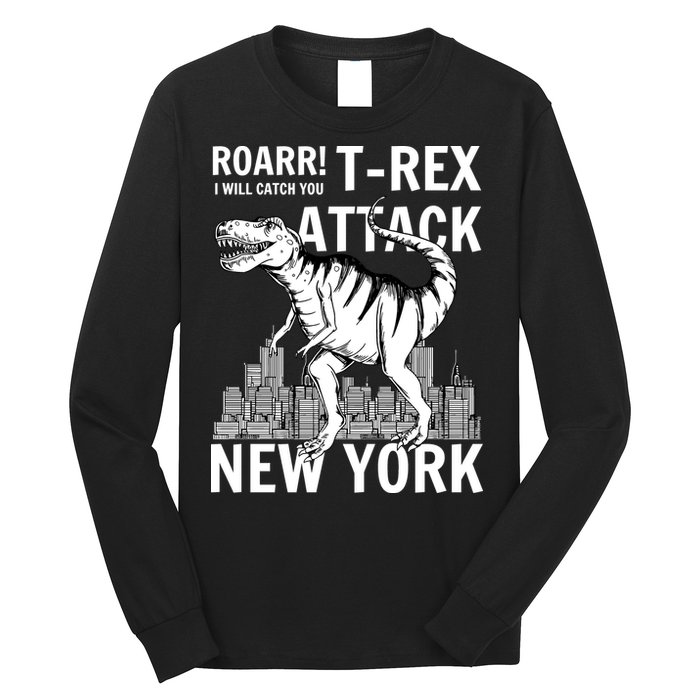 T-Rex Attacks New York Long Sleeve Shirt