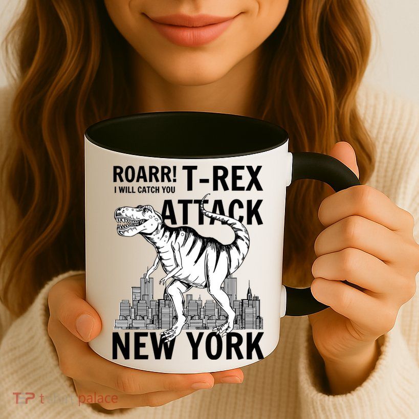 T-Rex Attacks New York Mug