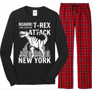 T-Rex Attacks New York Long Sleeve Pajama Set