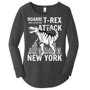 T-Rex Attacks New York Women's Perfect Tri Tunic Long Sleeve Shirt