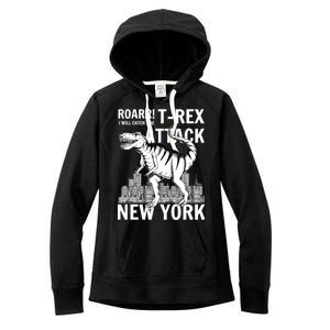 T-Rex Attacks New York Women's Fleece Hoodie