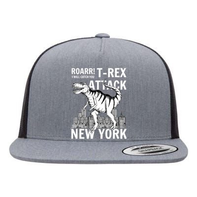 T-Rex Attacks New York Flat Bill Trucker Hat