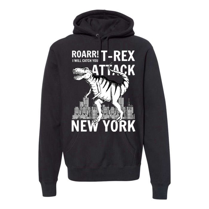 T-Rex Attacks New York Premium Hoodie