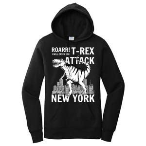 T-Rex Attacks New York Women's Pullover Hoodie