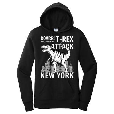 T-Rex Attacks New York Women's Pullover Hoodie