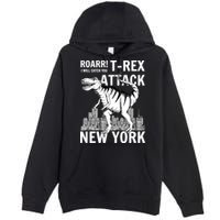 T-Rex Attacks New York Premium Pullover Hoodie