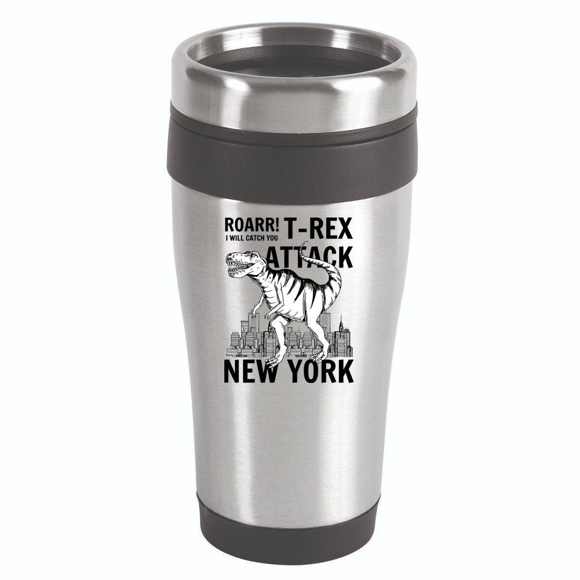 T-Rex Attacks New York 16oz Travel Tumbler