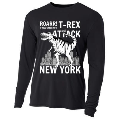 T-Rex Attacks New York Cooling Performance Long Sleeve Crew